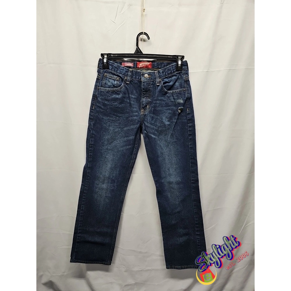 Arizona Co Boys Blue Straight Adjustable Waist Belt Loop Denim Jeans Size 18 Reg